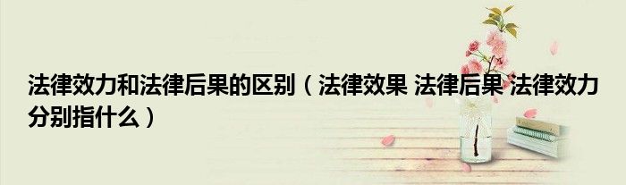 法律效力和法律后果的區(qū)別（法律效果 法律后果 法律效力分別指什么）