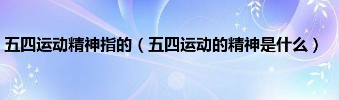五四運動精神指的（五四運動的精神是什么）