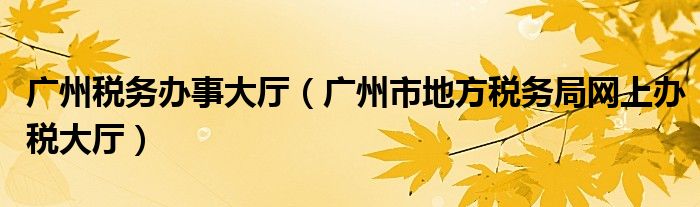 廣州稅務(wù)辦事大廳（廣州市地方稅務(wù)局網(wǎng)上辦稅大廳）