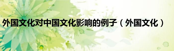 外國文化對中國文化影響的例子（外國文化）