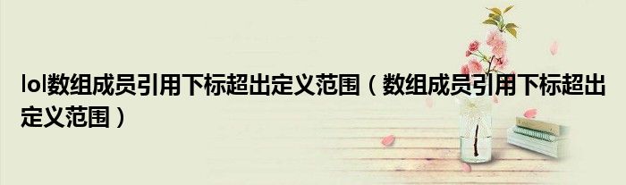 lol數(shù)組成員引用下標(biāo)超出定義范圍（數(shù)組成員引用下標(biāo)超出定義范圍）