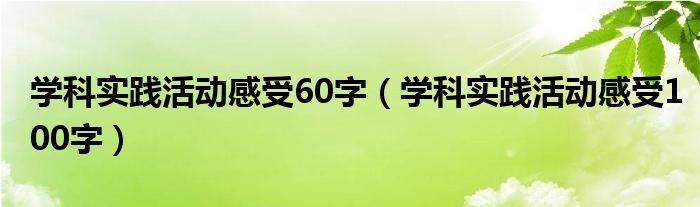 學(xué)科實(shí)踐活動(dòng)感受60字（學(xué)科實(shí)踐活動(dòng)感受100字）