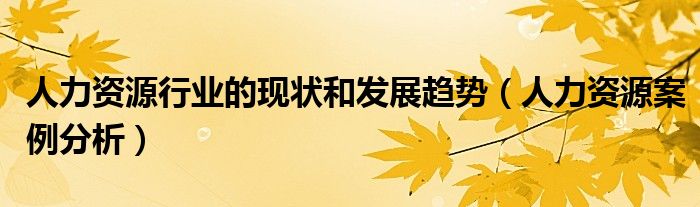 人力資源行業(yè)的現(xiàn)狀和發(fā)展趨勢(shì)（人力資源案例分析）