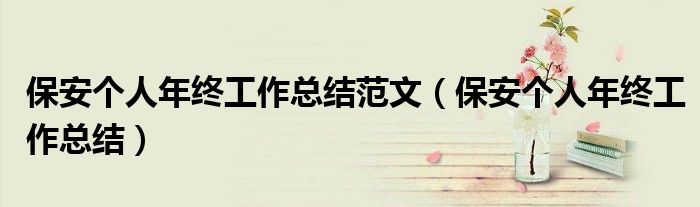 保安個人年終工作總結范文（保安個人年終工作總結）