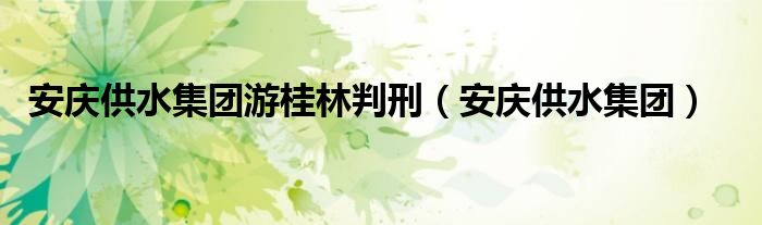安慶供水集團游桂林判刑（安慶供水集團）