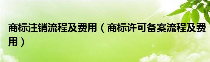 商標(biāo)注銷流程及費用（商標(biāo)許可備案流程及費用）