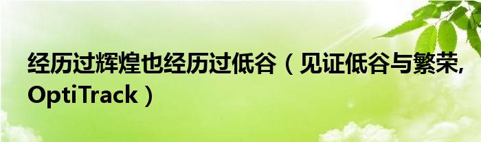 經(jīng)歷過(guò)輝煌也經(jīng)歷過(guò)低谷（見(jiàn)證低谷與繁榮,OptiTrack）