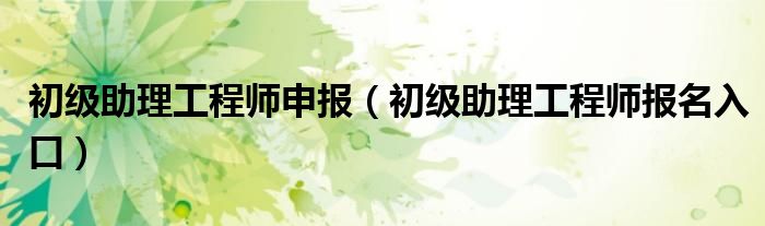 初級(jí)助理工程師申報(bào)（初級(jí)助理工程師報(bào)名入口）
