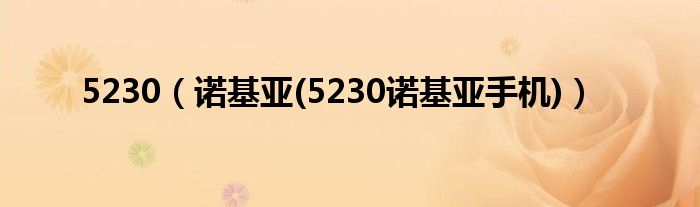 5230（諾基亞(5230諾基亞手機)）