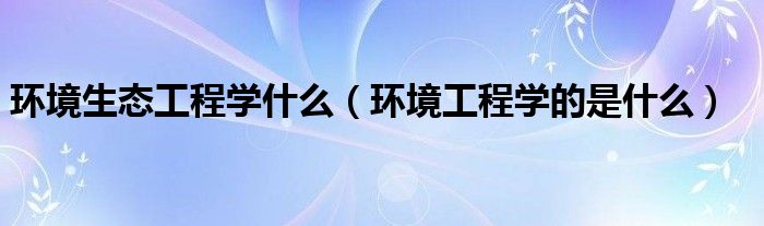 環(huán)境生態(tài)工程學(xué)什么（環(huán)境工程學(xué)的是什么）