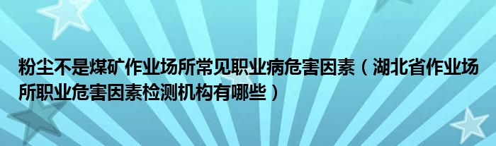 粉塵不是煤礦作業(yè)場(chǎng)所常見(jiàn)職業(yè)病危害因素（湖北省作業(yè)場(chǎng)所職業(yè)危害因素檢測(cè)機(jī)構(gòu)有哪些）