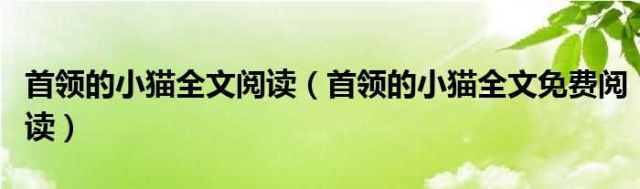 首領(lǐng)的小貓全文閱讀（首領(lǐng)的小貓全文免費(fèi)閱讀）