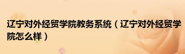 遼寧對外經(jīng)貿(mào)學(xué)院教務(wù)系統(tǒng)（遼寧對外經(jīng)貿(mào)學(xué)院怎么樣）