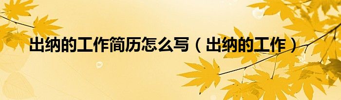 出納的工作簡(jiǎn)歷怎么寫（出納的工作）