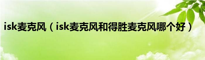 isk麥克風（isk麥克風和得勝麥克風哪個好）
