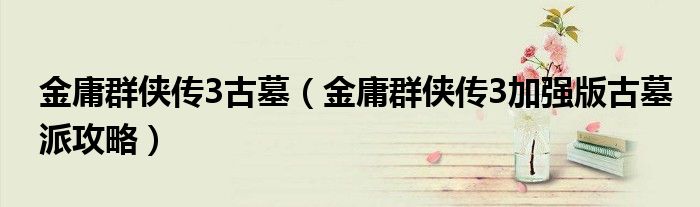 金庸群俠傳3古墓（金庸群俠傳3加強版古墓派攻略）