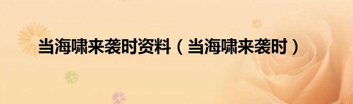 當(dāng)海嘯來襲時資料（當(dāng)海嘯來襲時）