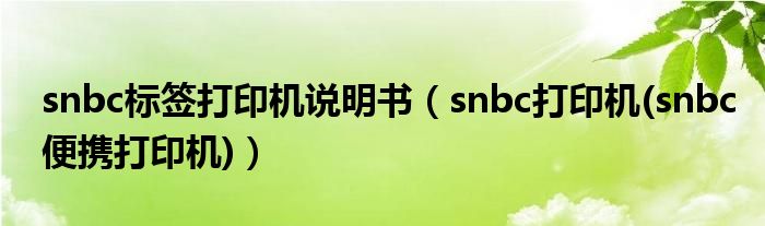 snbc標(biāo)簽打印機說明書（snbc打印機(snbc便攜打印機)）