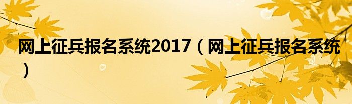 網(wǎng)上征兵報(bào)名系統(tǒng)2017（網(wǎng)上征兵報(bào)名系統(tǒng)）
