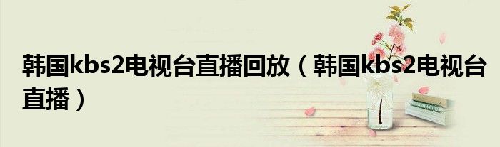 韓國(guó)kbs2電視臺(tái)直播回放（韓國(guó)kbs2電視臺(tái)直播）