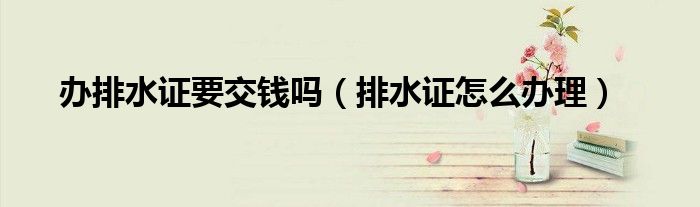 辦排水證要交錢嗎（排水證怎么辦理）