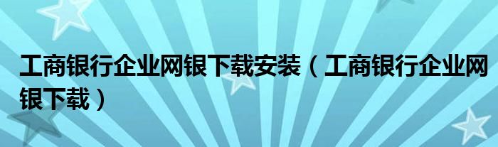 工商銀行企業(yè)網(wǎng)銀下載安裝（工商銀行企業(yè)網(wǎng)銀下載）