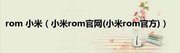 rom 小米（小米rom官網(wǎng)(小米rom官方)）