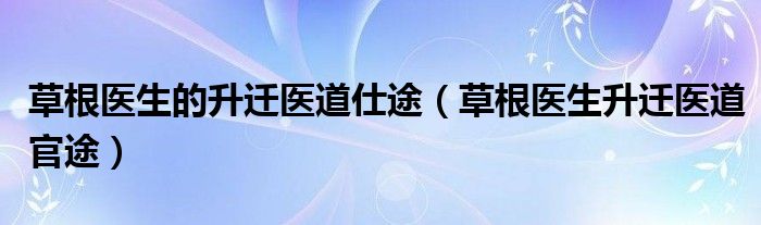 草根醫(yī)生的升遷醫(yī)道仕途（草根醫(yī)生升遷醫(yī)道官途）