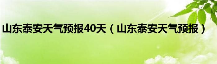 山東泰安天氣預(yù)報(bào)40天（山東泰安天氣預(yù)報(bào)）
