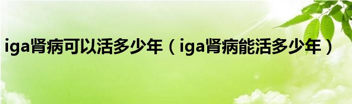 iga腎病可以活多少年（iga腎病能活多少年）