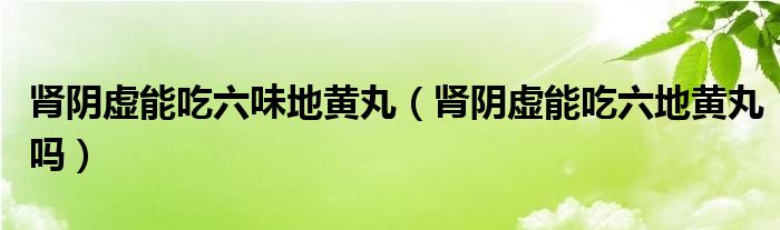 腎陰虛能吃六味地黃丸（腎陰虛能吃六地黃丸嗎）