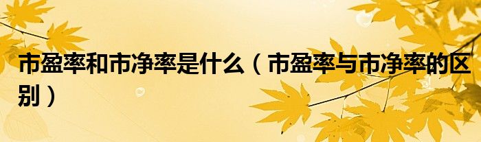 市盈率和市凈率是什么（市盈率與市凈率的區(qū)別）