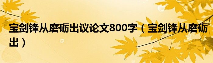 寶劍鋒從磨礪出議論文800字（寶劍鋒從磨礪出）