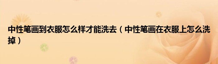 中性筆畫(huà)到衣服怎么樣才能洗去（中性筆畫(huà)在衣服上怎么洗掉）