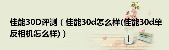 佳能30D評測（佳能30d怎么樣(佳能30d單反相機怎么樣)）