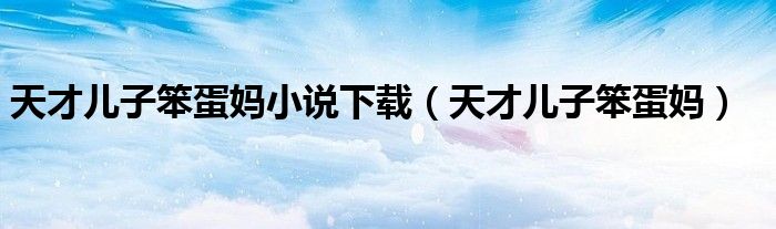 天才兒子笨蛋媽小說下載（天才兒子笨蛋媽）