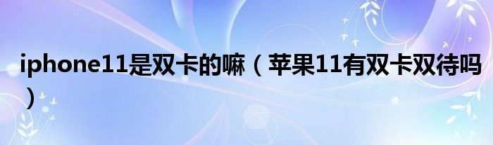 iphone11是雙卡的嘛（蘋果11有雙卡雙待嗎）