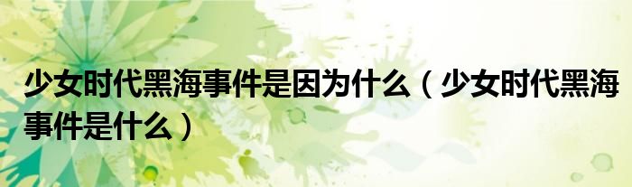 少女時代黑海事件是因為什么（少女時代黑海事件是什么）