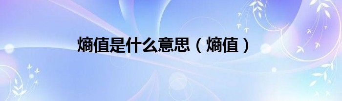 熵值是什么意思（熵值）