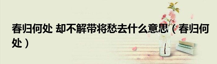 春歸何處 卻不解帶將愁去什么意思（春歸何處）