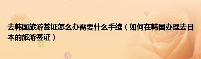 去韓國旅游簽證怎么辦需要什么手續(xù)（如何在韓國辦理去日本的旅游簽證）