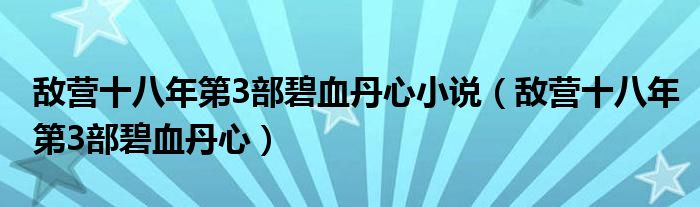 敵營十八年第3部碧血丹心小說（敵營十八年第3部碧血丹心）