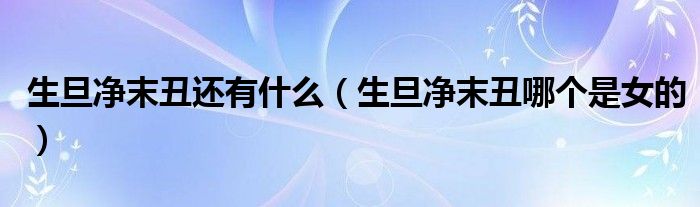 生旦凈末丑還有什么（生旦凈末丑哪個(gè)是女的）