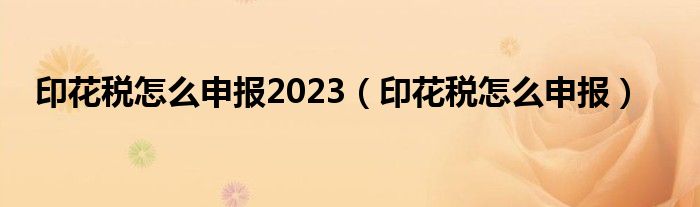 印花稅怎么申報(bào)2023（印花稅怎么申報(bào)）