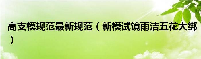 高支模規(guī)范最新規(guī)范（新模試鏡雨潔五花大綁）