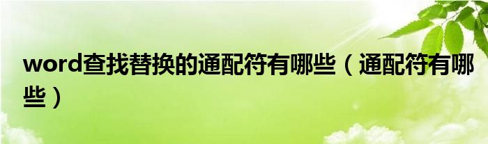 word查找替換的通配符有哪些（通配符有哪些）