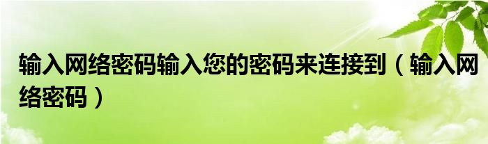 輸入網(wǎng)絡(luò)密碼輸入您的密碼來(lái)連接到（輸入網(wǎng)絡(luò)密碼）