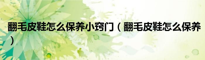 翻毛皮鞋怎么保養(yǎng)小竅門（翻毛皮鞋怎么保養(yǎng)）