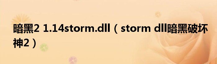 暗黑2 1.14storm.dll（storm dll暗黑破壞神2）