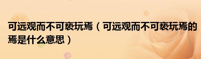 可遠(yuǎn)觀而不可褻玩焉（可遠(yuǎn)觀而不可褻玩焉的焉是什么意思）